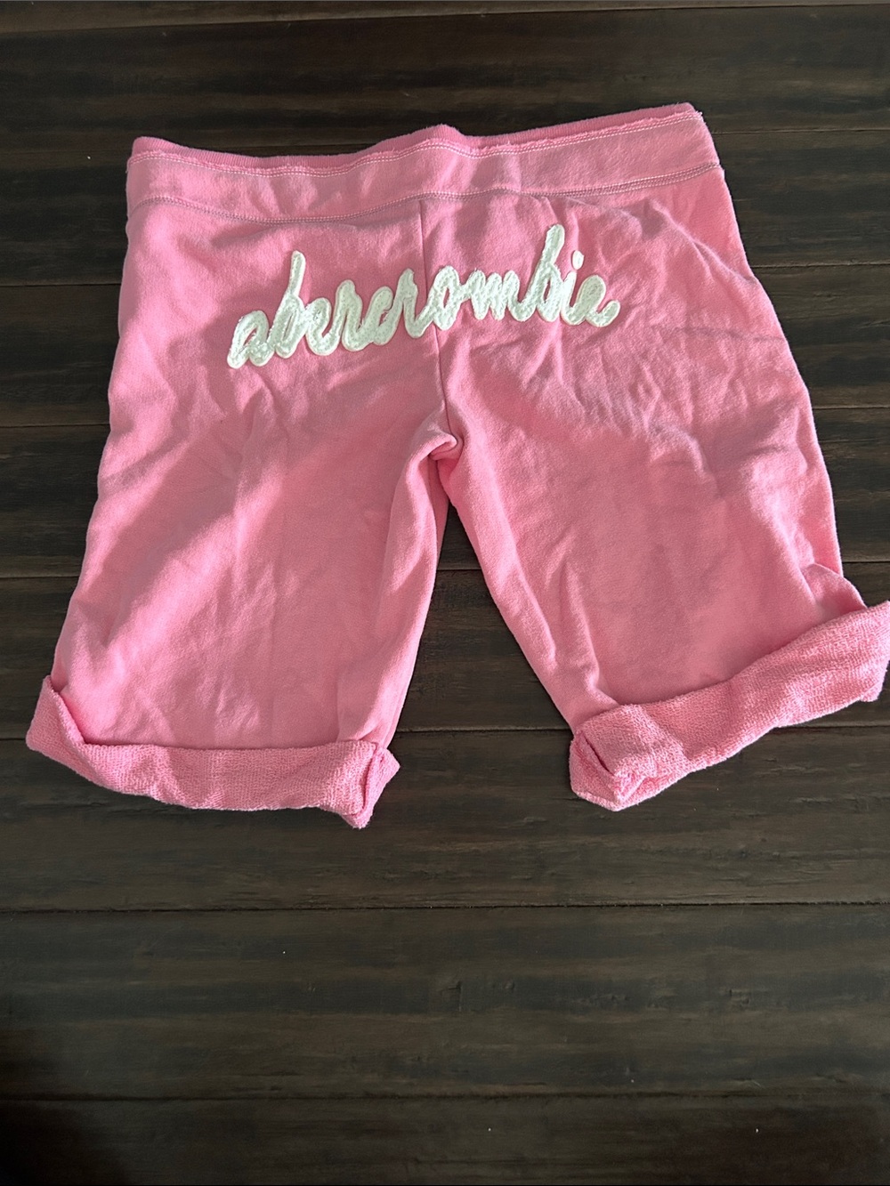 abercrombie kids Pink Rolled Cuff Logo Shorts